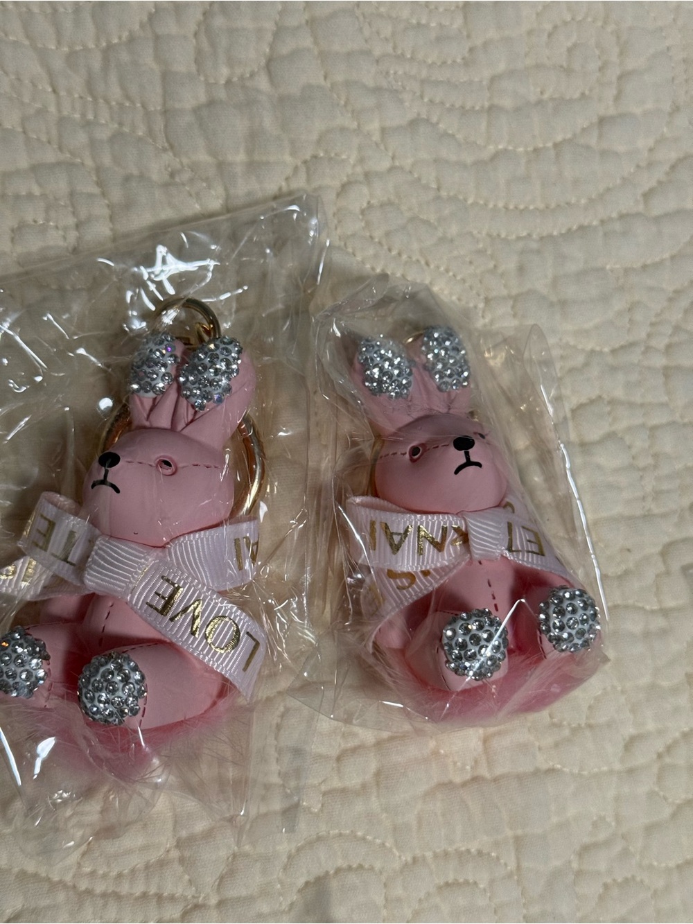Bag Charm/Key Chain Pink Bunny with Sparkle Ear & Paw Accent! 🌸🐰 - Picture 6 of 8
